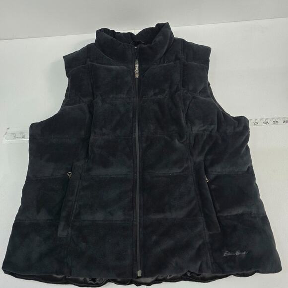 Eddie Bauer Women’s XL Black Fleece premium Goose Down Puffer Vest 6349 quilt - Picture 1 of 11